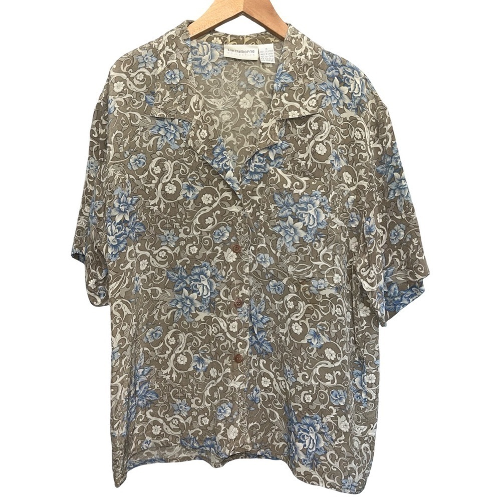 Vintage Liz Claiborne Collection 100% Silk Floral Blouse